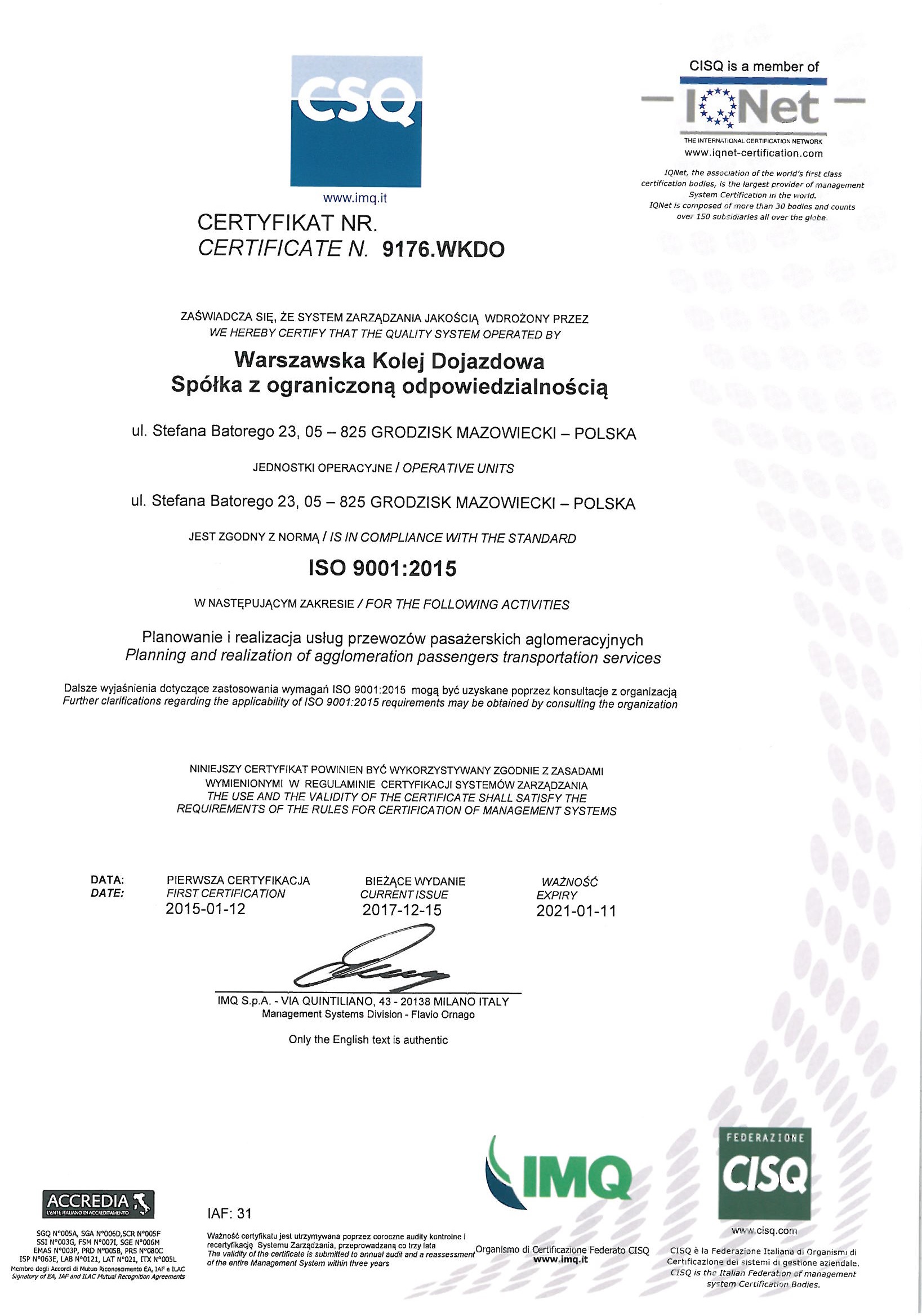 certyfikat ISO 9001-2015