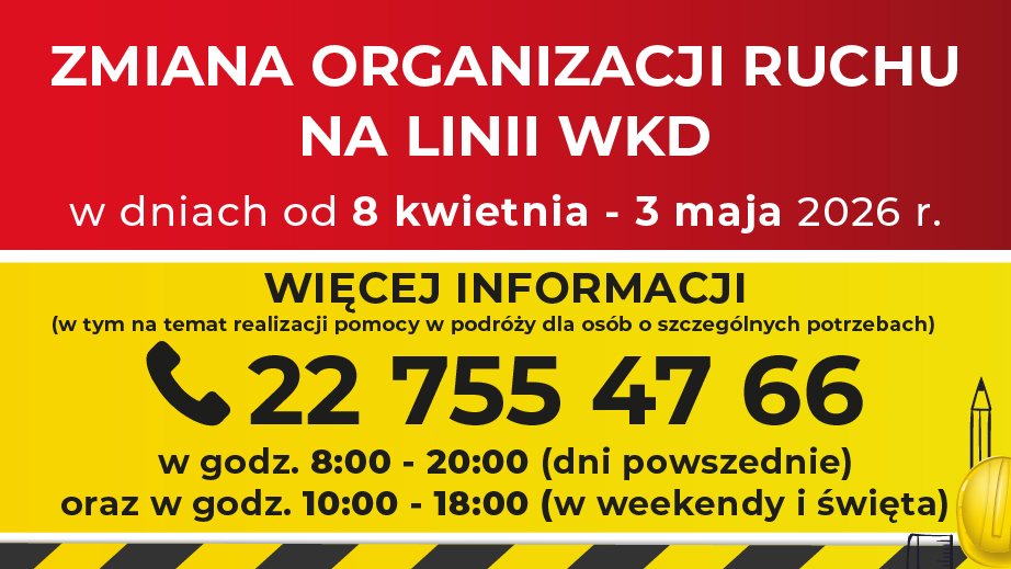zamknięcia torowe na linii WKD kwiecień pop-up