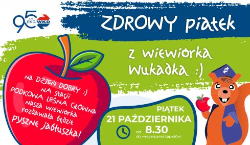 21 października wiewiórka Wukadka będzie rozdawać jabłka na stacji Podkowa Leśna Główna