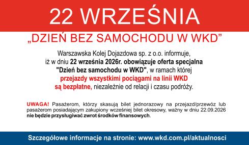 22.09.2026 r. Dzień bez samochodu w WKD